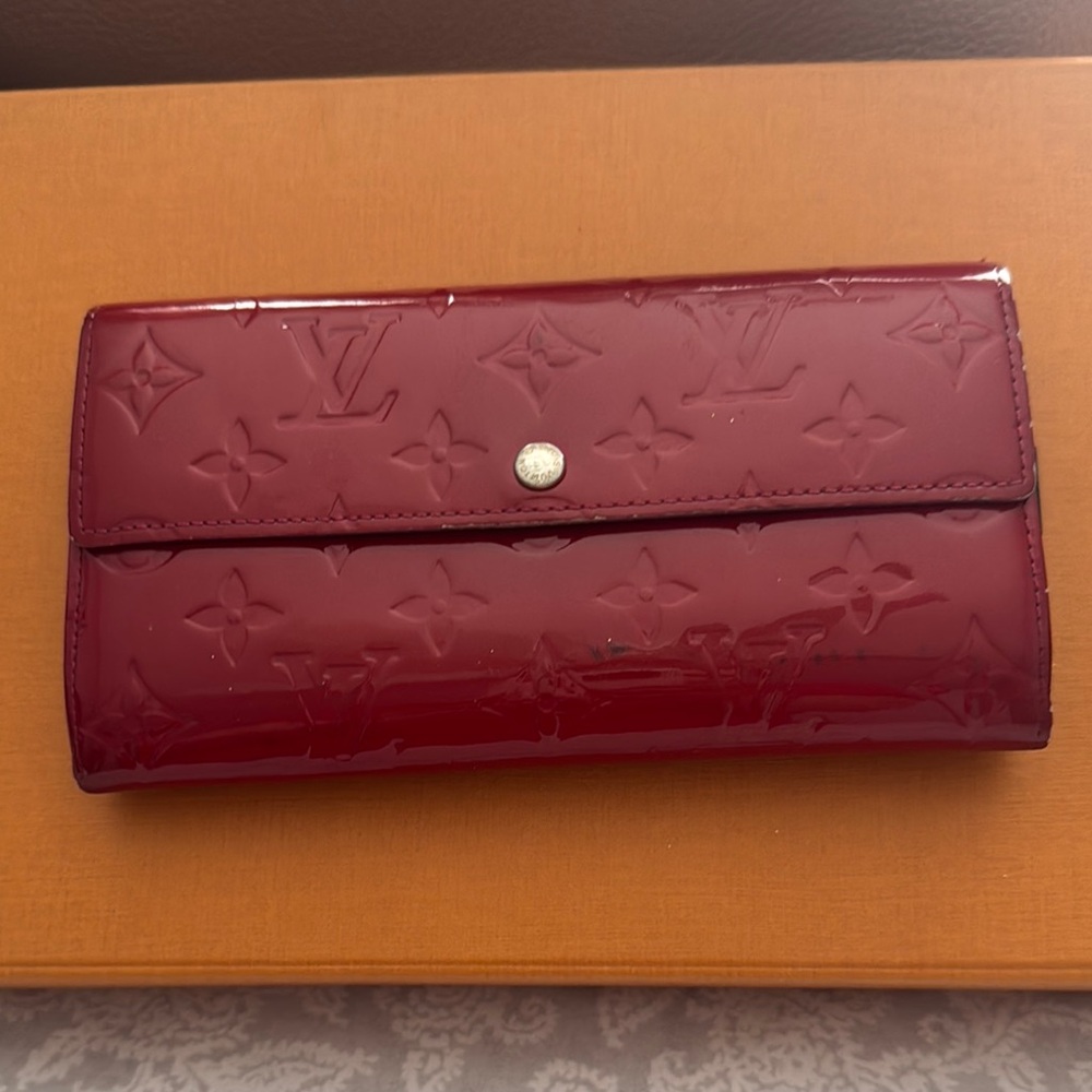 Louis Vuitton Red Vernis Wallet with Monogram